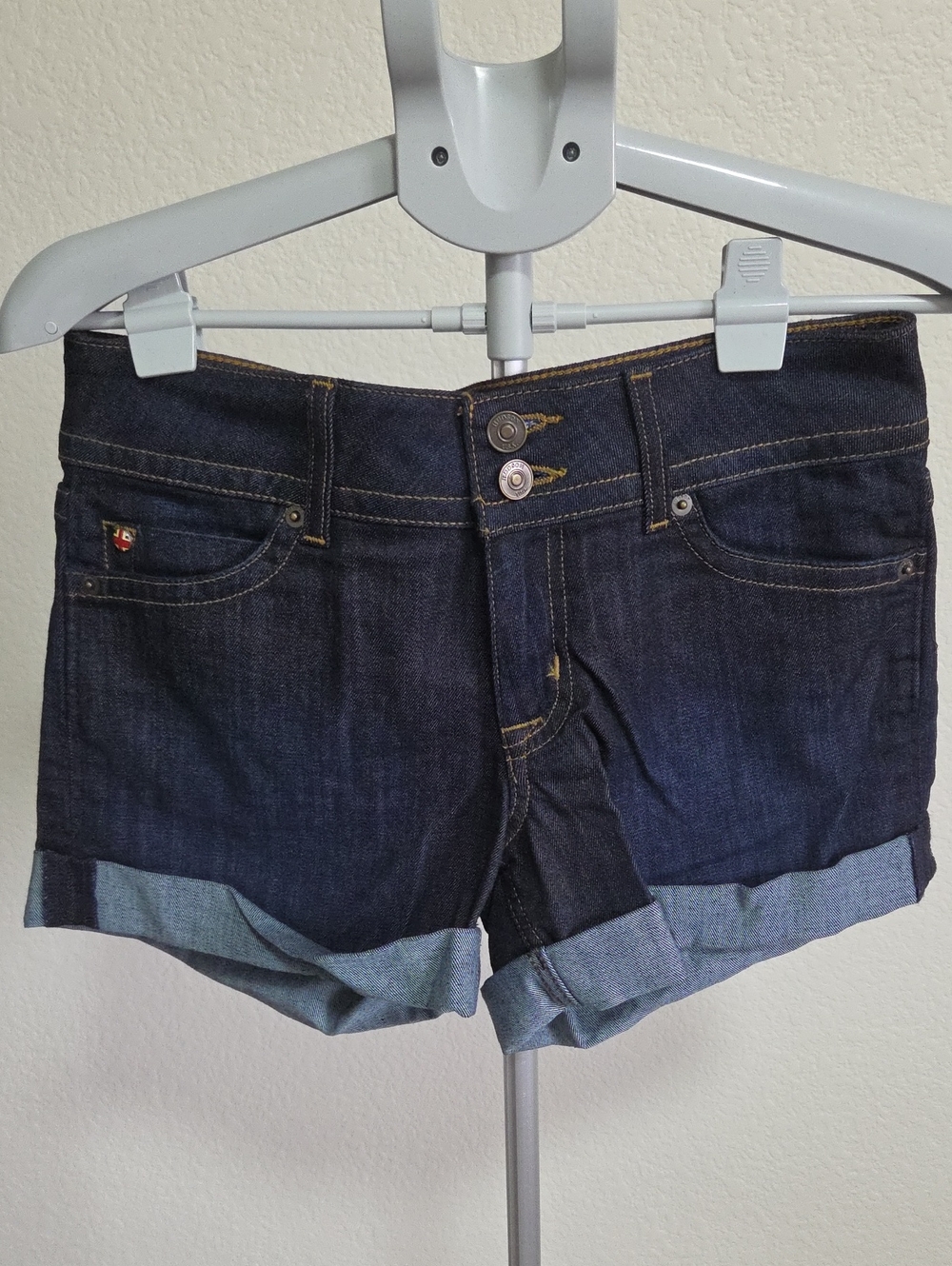 Hudson Jeans Dark Blue Cuffed Denim Shorts